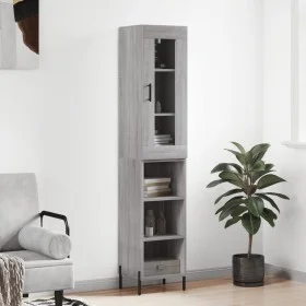 Aparador alto madera contrachapada gris Sonoma 34,5x34x180 cm de vidaXL, Aparadores - Ref: Foro24-3199375, Precio: 97,37 €, D...