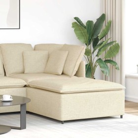 Sofá modular con reposapiés, color crema, 100 x 100 x 48 cm