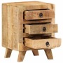 Mesita de noche de madera maciza de mango rugosa 37x32x50 cm