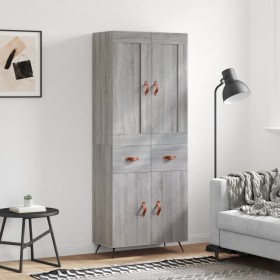 Aparador alto madera contrachapada gris sonoma 69,5x34x180 cm