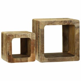 Unidad de Televisión 2 pcs Marrón Madera maciza de mango rugosa