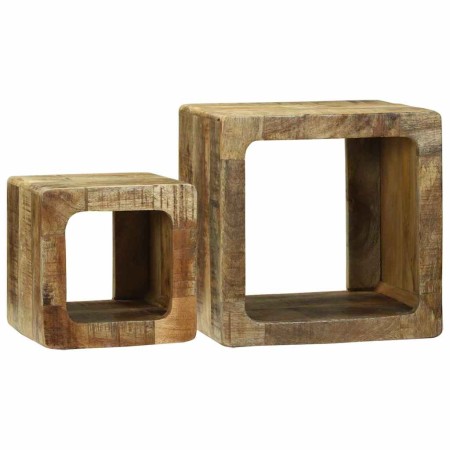 Unidad de Televisión 2 pcs Marrón Madera maciza de mango rugosa