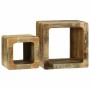 Unidad de Televisión 2 pcs Marrón Madera maciza de mango rugosa