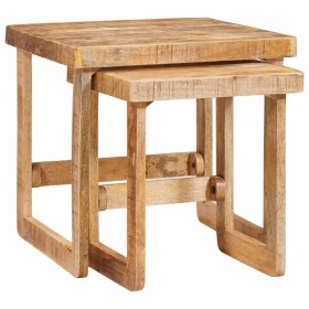 Mesas auxiliares 2 pcs Marrón madera maciza de mango