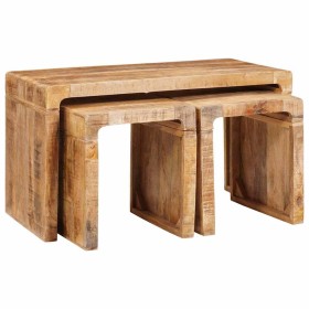 Mesas Nido 3 pcs madera maciza de mango