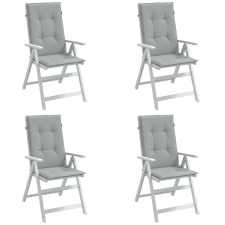 Cojines para silla respaldo alto 4 uds tela gris claro melange