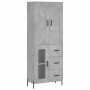 Tall plywood gray concrete sideboard 69.5x34x180 cm by vidaXL, Sideboards - Ref: Foro24-3199949, Price: 168,78 €, Discount: %