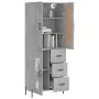 Tall plywood gray concrete sideboard 69.5x34x180 cm by vidaXL, Sideboards - Ref: Foro24-3199949, Price: 166,73 €, Discount: %