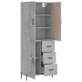 Tall plywood gray concrete sideboard 69.5x34x180 cm by vidaXL, Sideboards - Ref: Foro24-3199949, Price: 168,78 €, Discount: %