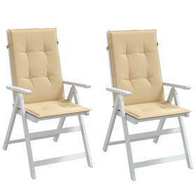 Cojines silla respaldo alto 2 uds tela beige melange 120x50x4cm