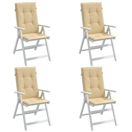 Cojines silla respaldo alto 4 uds tela beige melange 120x50x4cm