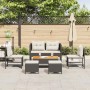 Conjunto de sofá de jardín 6 pcs Negro y crema ratán sintético