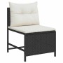 Conjunto de sofá de jardín 6 pcs Negro y crema ratán sintético