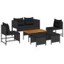 Conjunto de sofá de jardín 6 pcs Negro ratán sintético