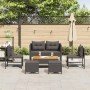 Conjunto de sofá de jardín 6 pcs Negro ratán sintético
