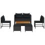 Conjunto de sofá de jardín 6 pcs Negro ratán sintético