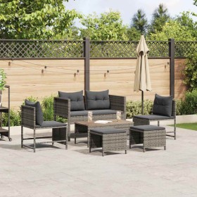 Conjunto de sofá de jardín 6 pcs gris y gris oscuro