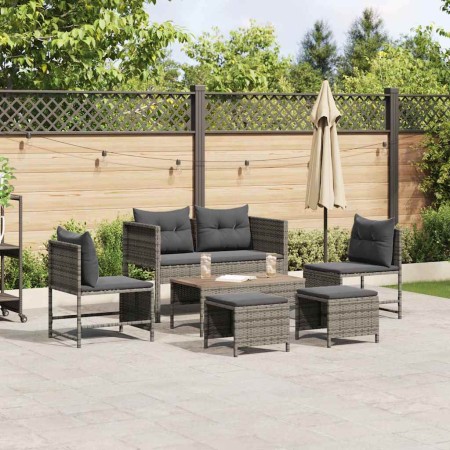 Conjunto de sofá de jardín 6 pcs gris y gris oscuro