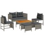Conjunto de sofá de jardín 6 pcs gris y gris oscuro