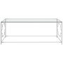Mesa de centro acero inoxidable y vidrio plateada 120x60x45 cm
