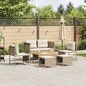 Conjunto de sofá de jardín 6 pcs beige y crema ratán sintético
