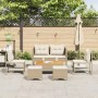 Conjunto de sofá de jardín 6 pcs beige y crema ratán sintético