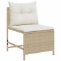 Conjunto de sofá de jardín 6 pcs beige y crema ratán sintético