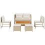 Conjunto de sofá de jardín 6 pcs beige y crema ratán sintético