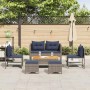 Conjunto de sofá de jardín 6 pcs gris y azul marino