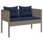 Conjunto de sofá de jardín 6 pcs gris y azul marino
