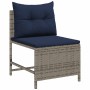 Conjunto de sofá de jardín 6 pcs gris y azul marino
