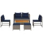 Conjunto de sofá de jardín 6 pcs gris y azul marino