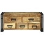 Mesa de Café with Drawer Marrón Madera maciza de mango rugosa