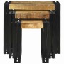 Mesa Nido 3 pcs Marrón y negro Madera maciza de mango rugosa