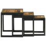 Mesa Nido 3 pcs Marrón y negro Madera maciza de mango rugosa