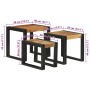 Mesa Nido 3 pcs Madera de acacia maciza y un metal