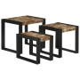Mesas Nido 3 pcs Marrón y negro Madera maciza recuperada