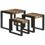 Mesas Nido 3 pcs Marrón y negro Madera maciza recuperada
