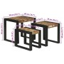 Mesas Nido 3 pcs Marrón y negro Madera maciza recuperada