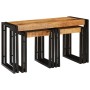 Mesa Nido 3 pcs Madera de mango maciza rugosa y un metal