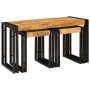 Mesa Nido 3 pcs Madera de mango maciza rugosa y un metal