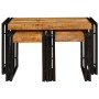 Mesa Nido 3 pcs Madera de mango maciza rugosa y un metal