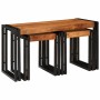 Mesas auxiliares 3 pcs Marrón y negro Madera maciza de Acacia