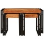 Mesas auxiliares 3 pcs Marrón y negro Madera maciza de Acacia