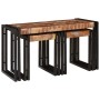 Mesa Nido 3 pcs Marrón y negro madera maciza reciclada