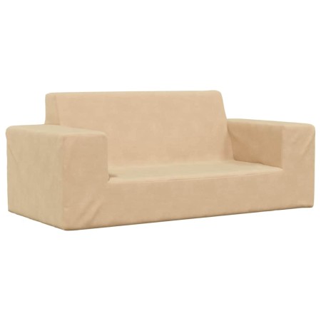 Sofá para niños de 2 plazas de felpa suave color crema