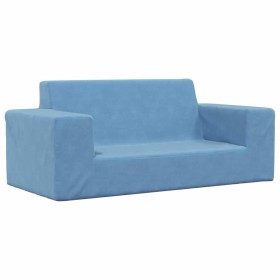 Sofá para niños de 2 plazas de felpa suave azul