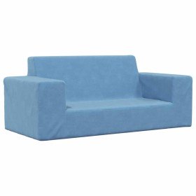 Sofá para niños de 2 plazas de felpa suave azul