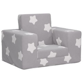 Sofá cama infantil felpa suave gris claro con estrellas