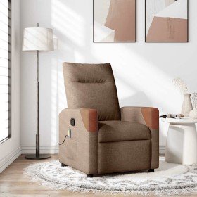 Sillón reclinable con masaje de tela marrón en Sillones | Comprar online en Foro24